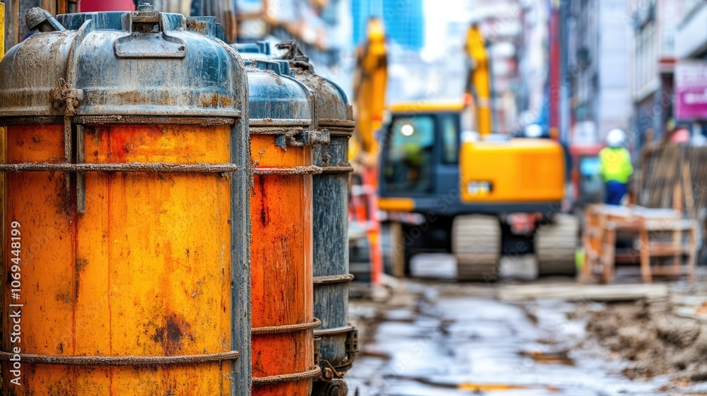 Construction Site with Heavy Machinery and Equipment Construction Site with Heavy Machinery and Equipment