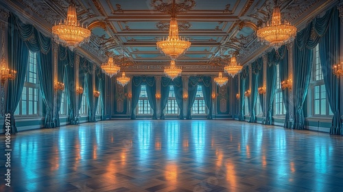 Wallpaper Mural Historic Ballroom with Chandeliers and Polished Dance Floor Torontodigital.ca