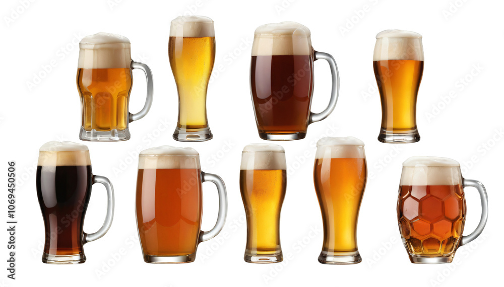 various beers isolated on transparent background various beers isolated on transparent background
