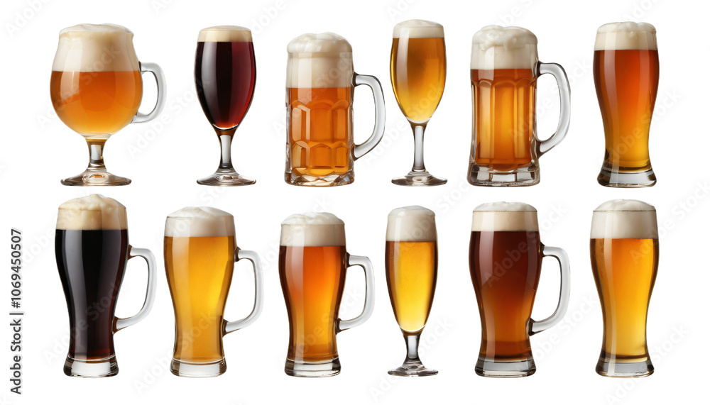 various beers isolated on transparent background various beers isolated on transparent background