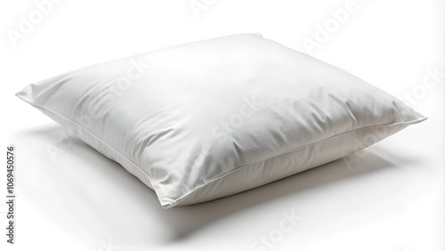 Soft pillow with a white pillowcase on a white background.
