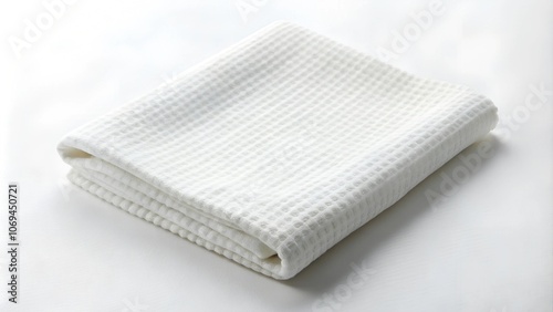 White dish towel with a simple, clean design on a white background.