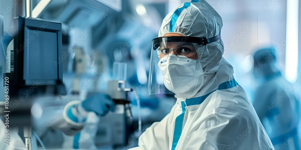 Lab Worker in Full PPE Conducting Research, Scientist Wearing Protective Gear in Laboratory
Lab Worker in Full PPE Conducting Research, Scientist Wearing Protective Gear in Laboratory
