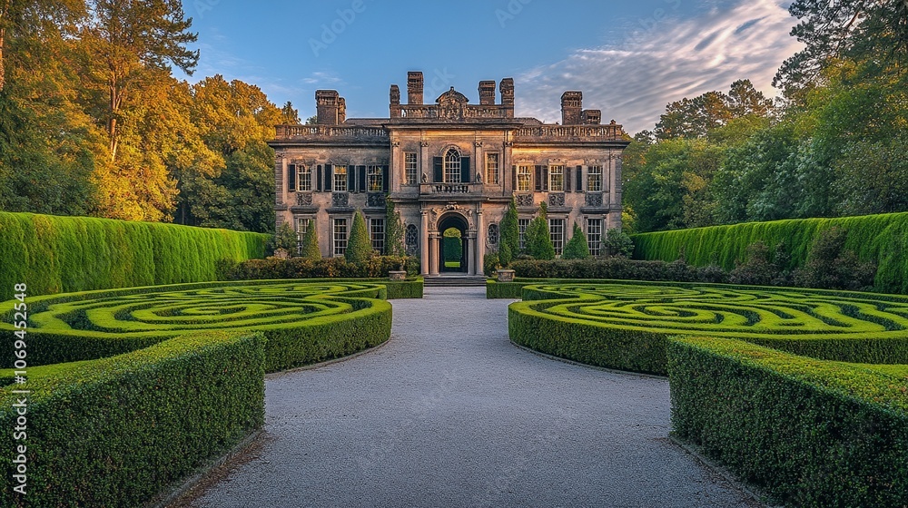 Grand Country Manor with Circular Driveway and Garden Maze Grand Country Manor with Circular Driveway and Garden Maze