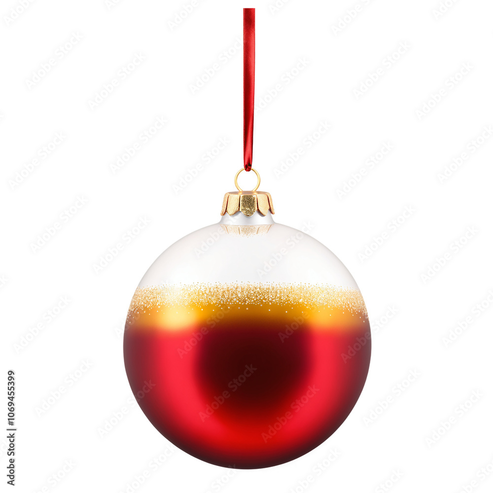 White and Red Christmas Tree Ball on a transparent background White and Red Christmas Tree Ball on a transparent background