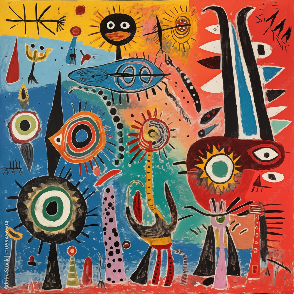 Children's colorful abstract oil painting