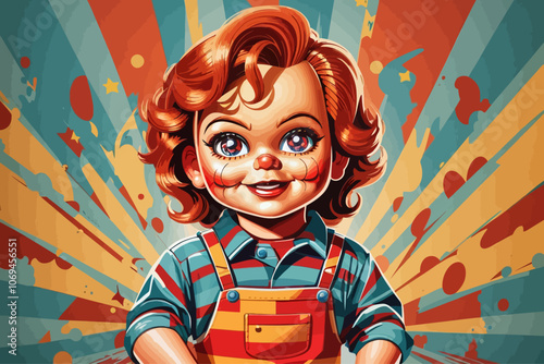 character based on horror story murderous doll Hallowen Ai generated image