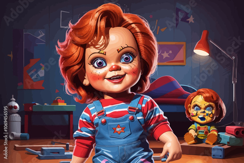 character based on horror story murderous doll Hallowen Ai generated image