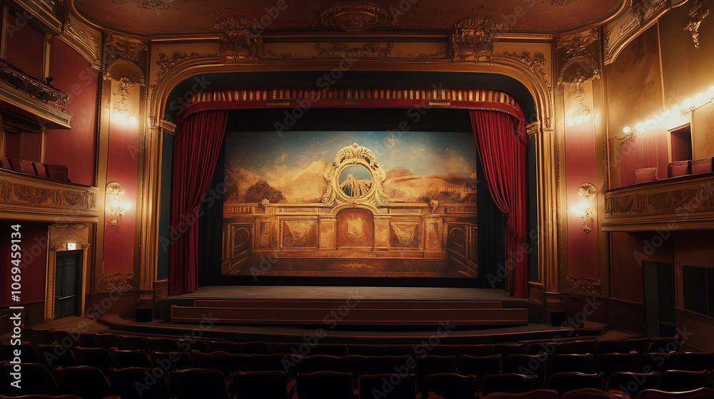 Obraz premium retro theater banner on the wall