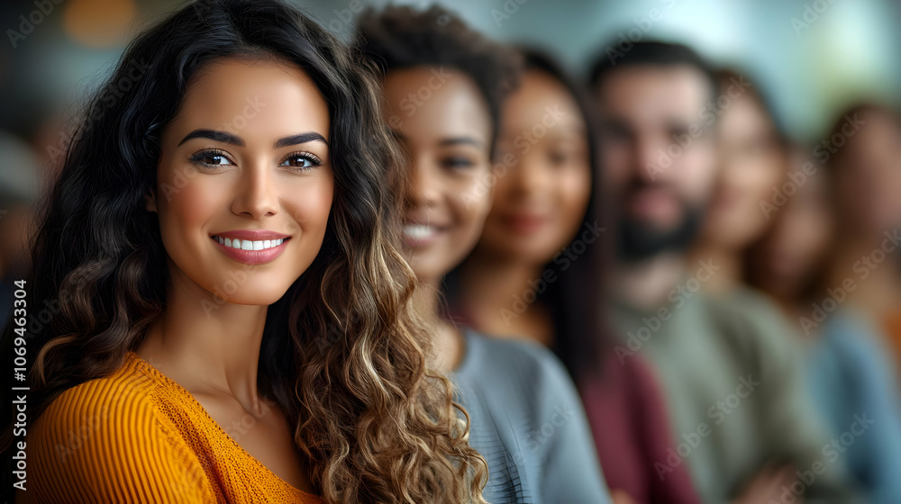 Smiling Woman in a Group - Realistic Photo