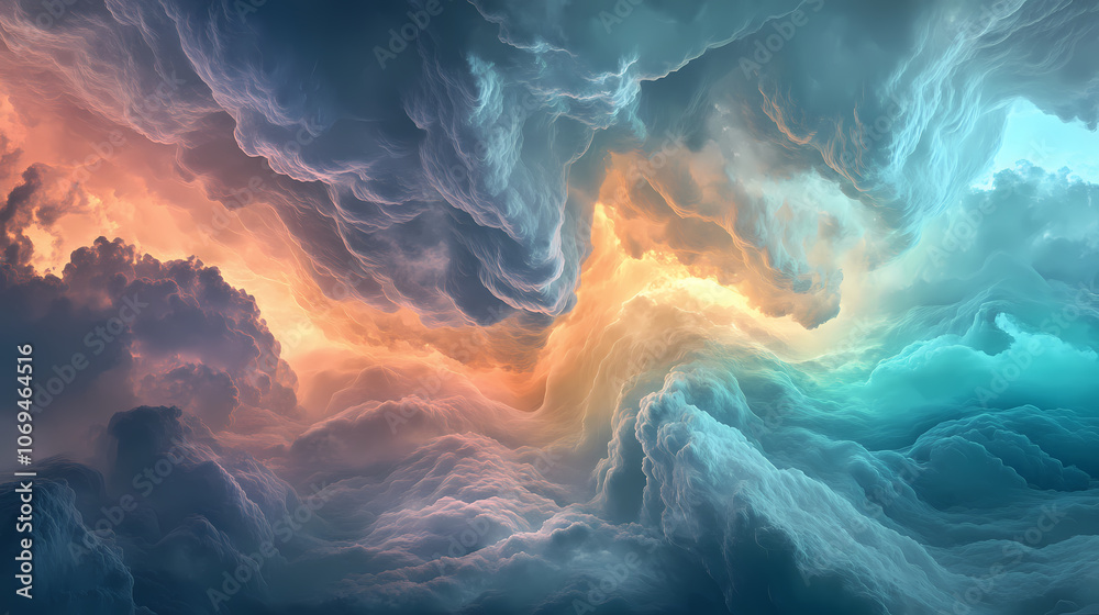 Fototapeta premium Ethereal pastel cloud background dreamy and soft abstract illustration created with ai tools. Ethereal. Illustration