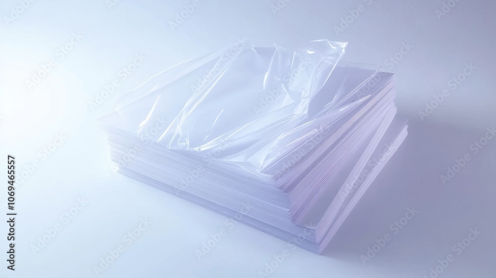 Stack of Blank Paper with Plastic Covering Stack of Blank Paper with Plastic Covering