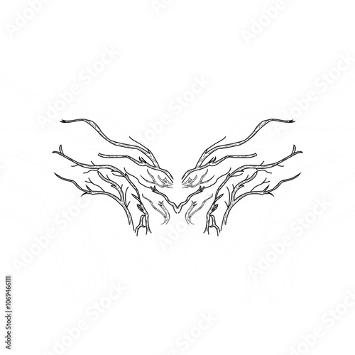 Tree life hand drawn tree roots hand drawn black outlined roots