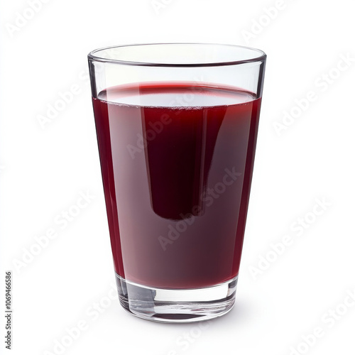 A glass of freshly pressed beet juice, isolated on a white background, showcasing a nutrient-rich drink