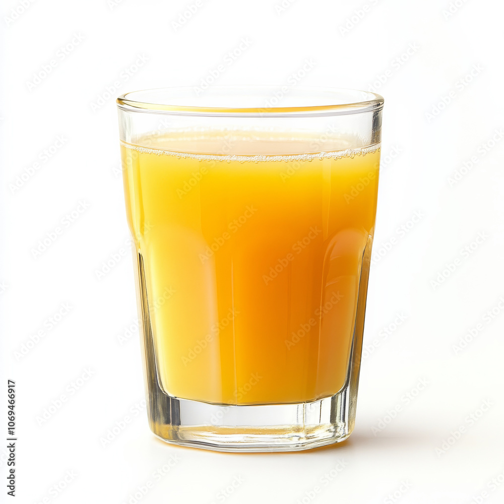 A glass of tangy pineapple juice, isolated on a white background, highlighting a tropical drink A glass of tangy pineapple juice, isolated on a white background, highlighting a tropical drink