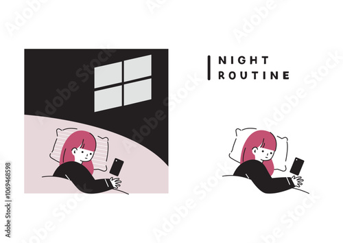 夜ベッドで眠ろうとする女性