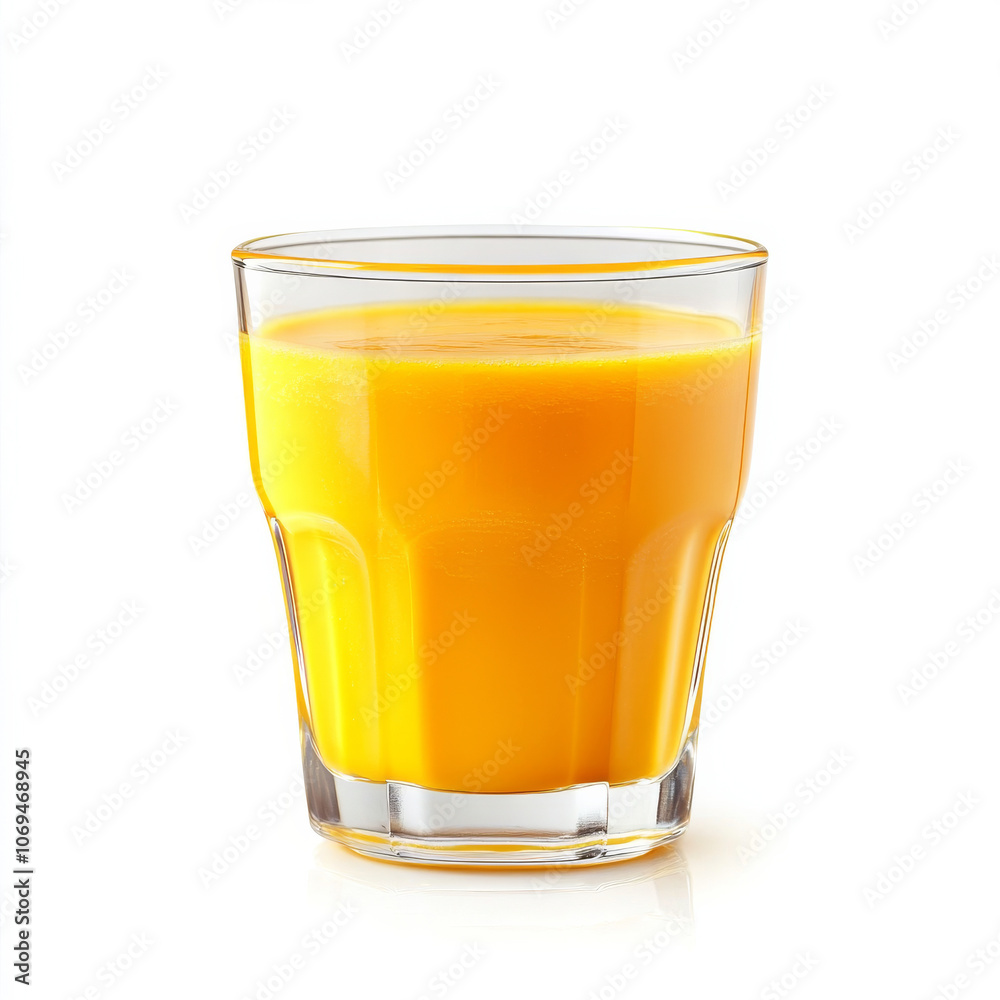 A glass of vibrant mango smoothie, isolated on a white background, showcasing a tropical fruit drink A glass of vibrant mango smoothie, isolated on a white background, showcasing a tropical fruit drink
