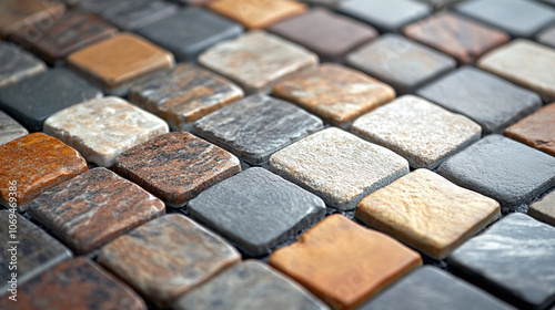 Shot of a Mosaic Tile Surface, Highlighting the Various Textures of Each Piece