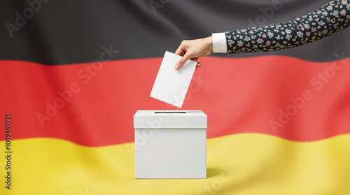 voting ballot box with german flag. bundestagswahlen. neuwahlen. wahlbox. photo