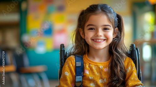 Wallpaper Mural Smiling Girl in Wheelchair Photo Torontodigital.ca