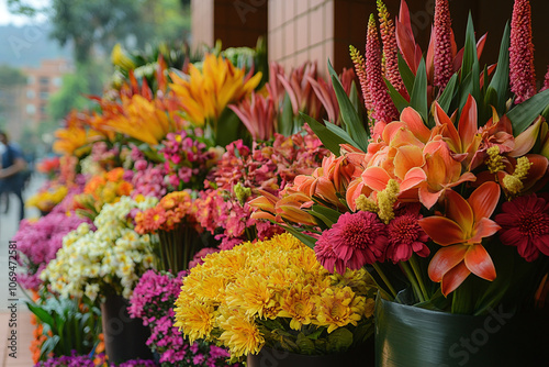 vibrant flower arrangements for the Medelln Flower Festival. photo