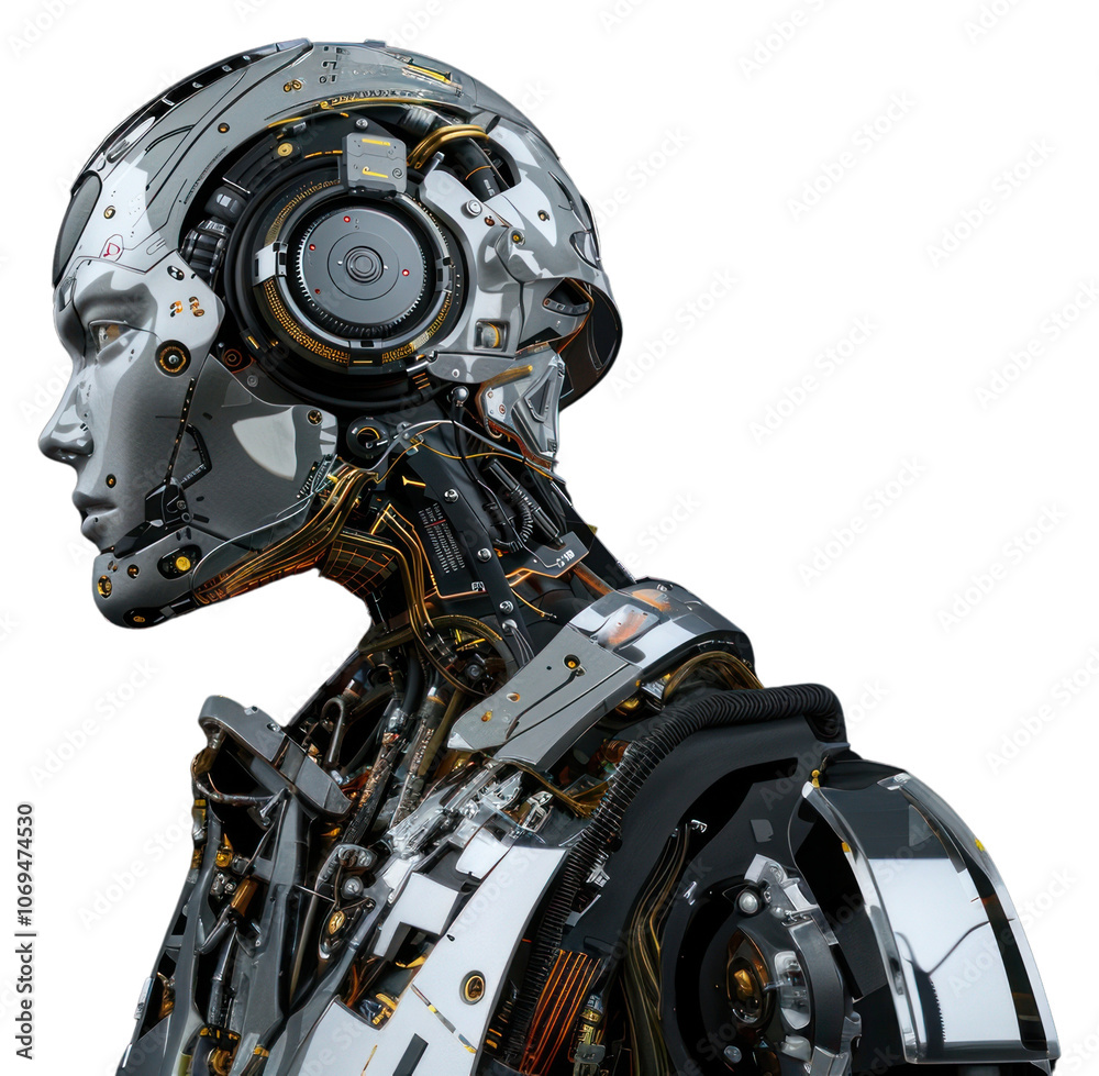PNG Portrait robot futuristic metallic transportation.