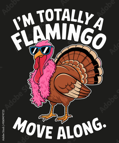 I'm totally flamingo move along funny thanksgiving illustration