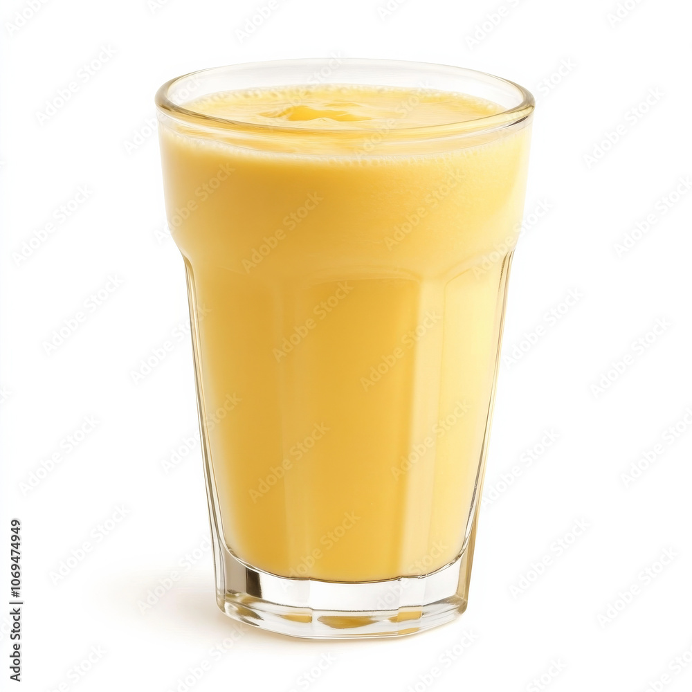 A glass of refreshing mango smoothie, isolated on a white background, showcasing a tropical drink A glass of refreshing mango smoothie, isolated on a white background, showcasing a tropical drink