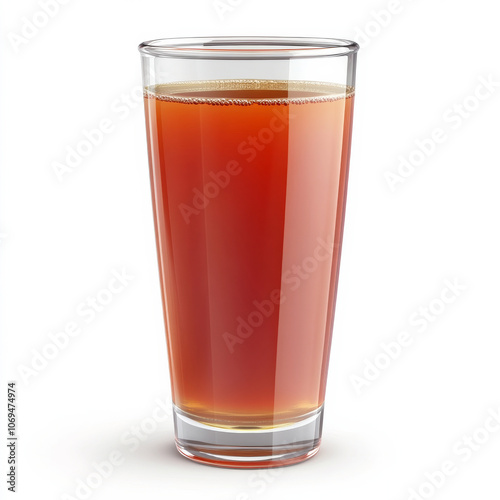 A glass of tomato juice, isolated on a white background, emphasizing a savory drink