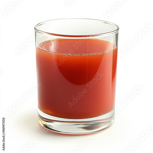 A glass of tomato juice, isolated on a white background, emphasizing a savory drink