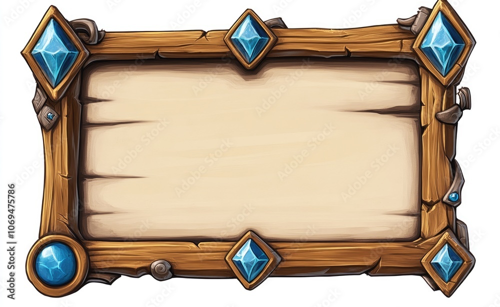 Naklejka premium Wooden Frame UI for Casual Games and Popup Backgrounds
