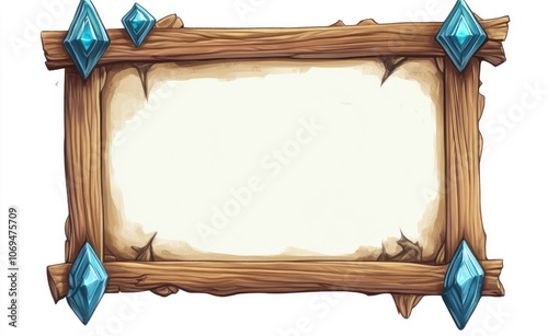 Isolated Wooden Interface Frame for Game Design