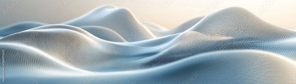 Explore the ethereal beauty of fluid textures in a serene landscape of undulating waves