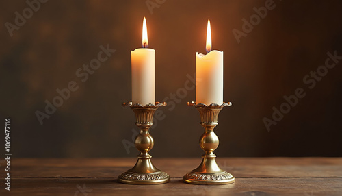 Pair of Elegant Candles and Holders