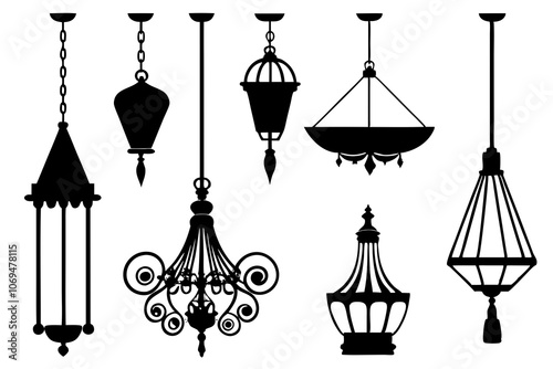 Vector luxury lighting silhouettes collection vector art illustration photo