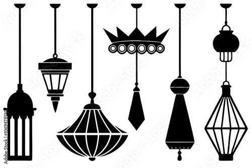 Vector luxury lighting silhouettes collection vector art illustration