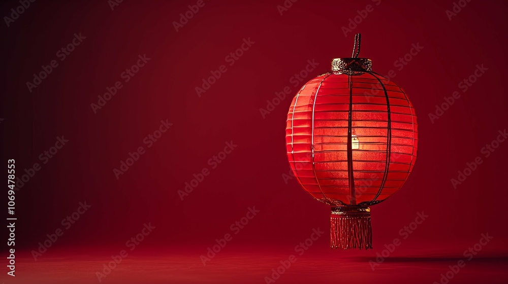 Chinese New Year Red Lantern with Traditional Design on a Red Background, Ideal for Holiday Celebrations and Wishes Chinese New Year Red Lantern with Traditional Design on a Red Background, Ideal for Holiday Celebrations and Wishes