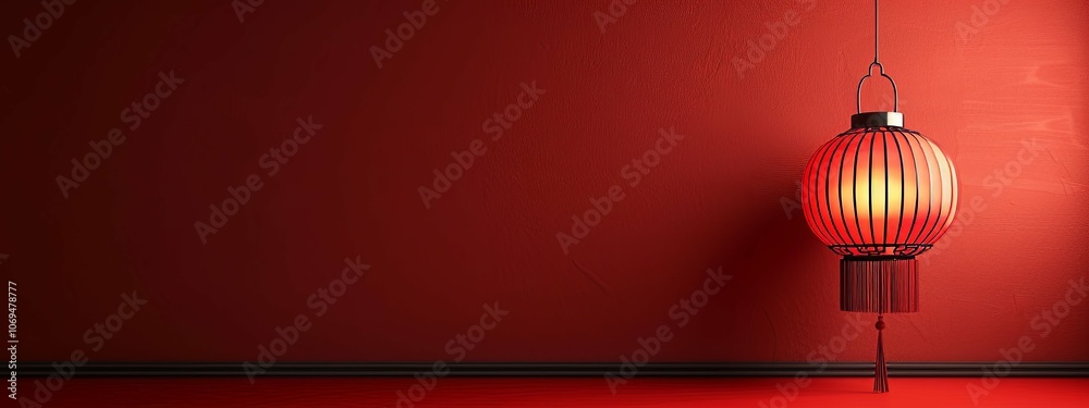 Vibrant Red Lantern Against a Bold Red Background, Perfect for Celebrating Chinese New Year Traditions Vibrant Red Lantern Against a Bold Red Background, Perfect for Celebrating Chinese New Year Traditions