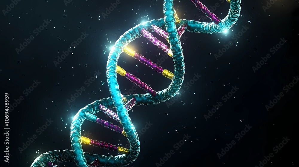 Obraz premium Soft, abstract DNA double helix pattern with glowing highlights, perfect for scientific illustrations and biotech-themed stock images