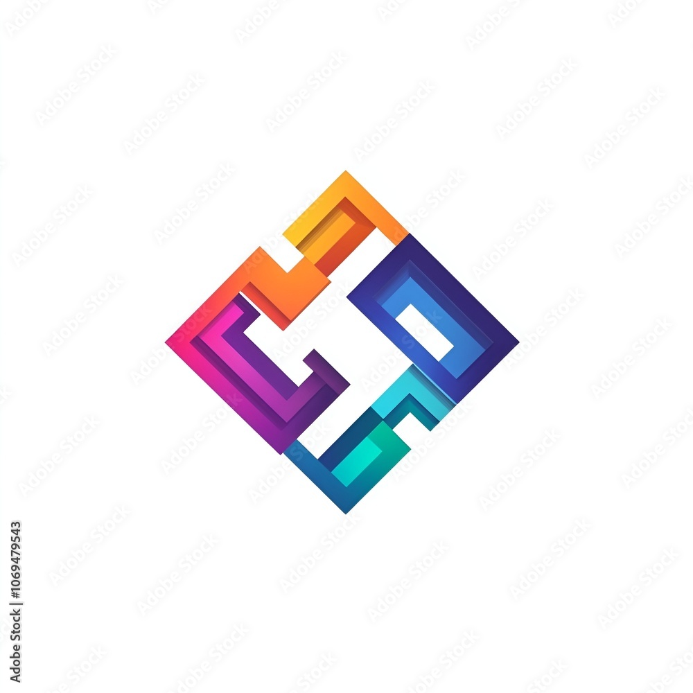 Abstract Geometric Symbol for Tech Branding Abstract Geometric Symbol for Tech Branding
