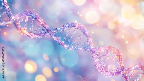 Soft, abstract DNA double helix pattern with glowing highlights, perfect for scientific illustrations and biotech-themed stock images