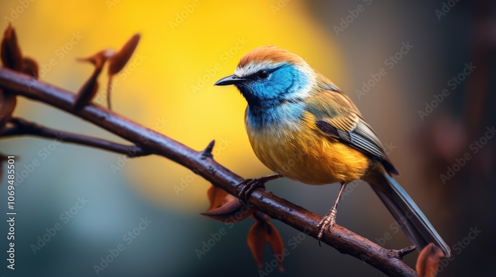 Colorful Bird Perching on Tree Branch in Nature Colorful Bird Perching on Tree Branch in Nature