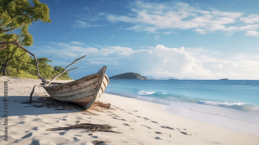 Fototapeta premium Exquisite Paradise: Scenic Coastal Adventure on a Tropical Oasis