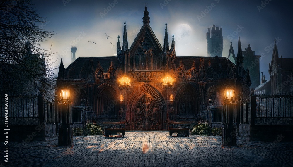 Fototapeta premium Gothic architecture at dusk