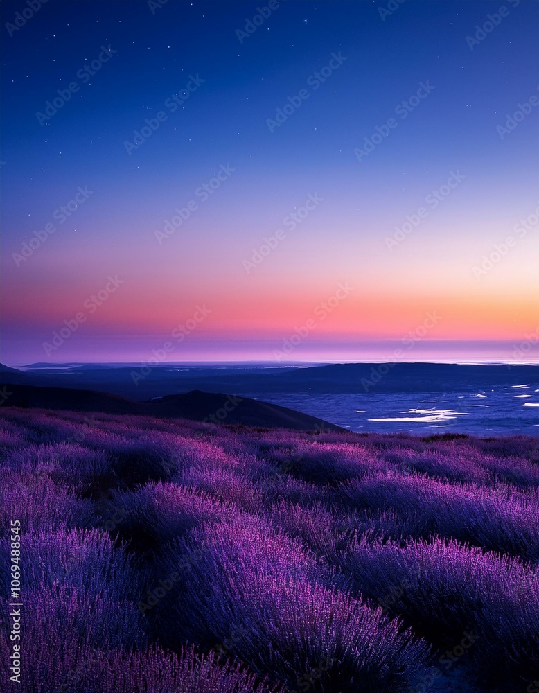 Lavender field at twilight Lavender field at twilight