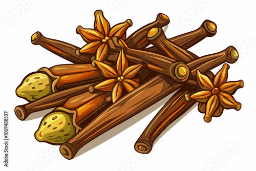 Cloves isolated on white background vector art illustration