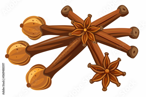 Cloves isolated on white background vector art illustration