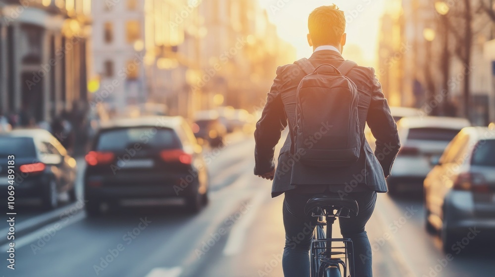 Man Riding Bike Through City Street