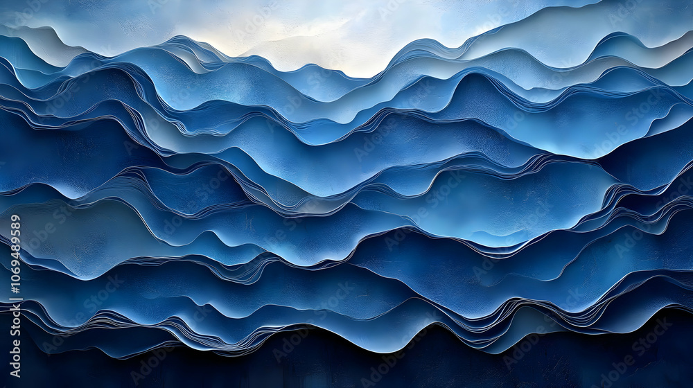 Abstract Illustration of Blue Wavy Lines Abstract Illustration of Blue Wavy Lines