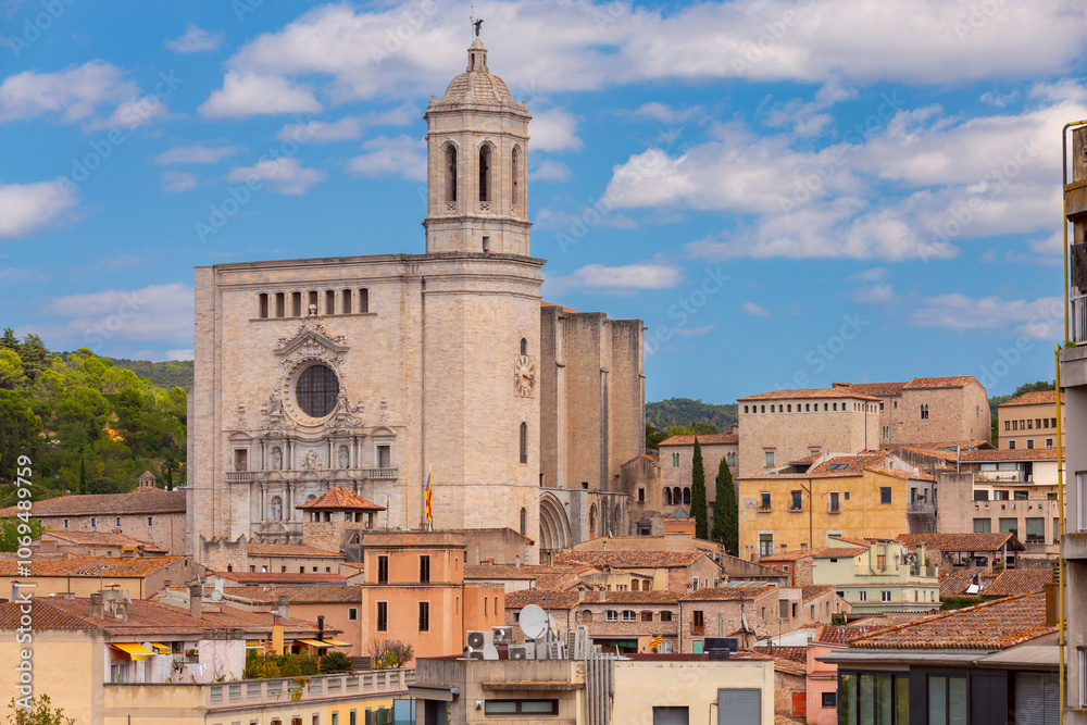 Girona Cathedral in the Old Town of Girona, Spain Girona Cathedral in the Old Town of Girona, Spain